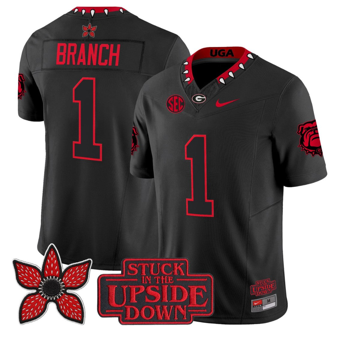 Zachariah Branch Jersey #1 Georgia Bulldogs Stranger Things Edition Vapor Stitched