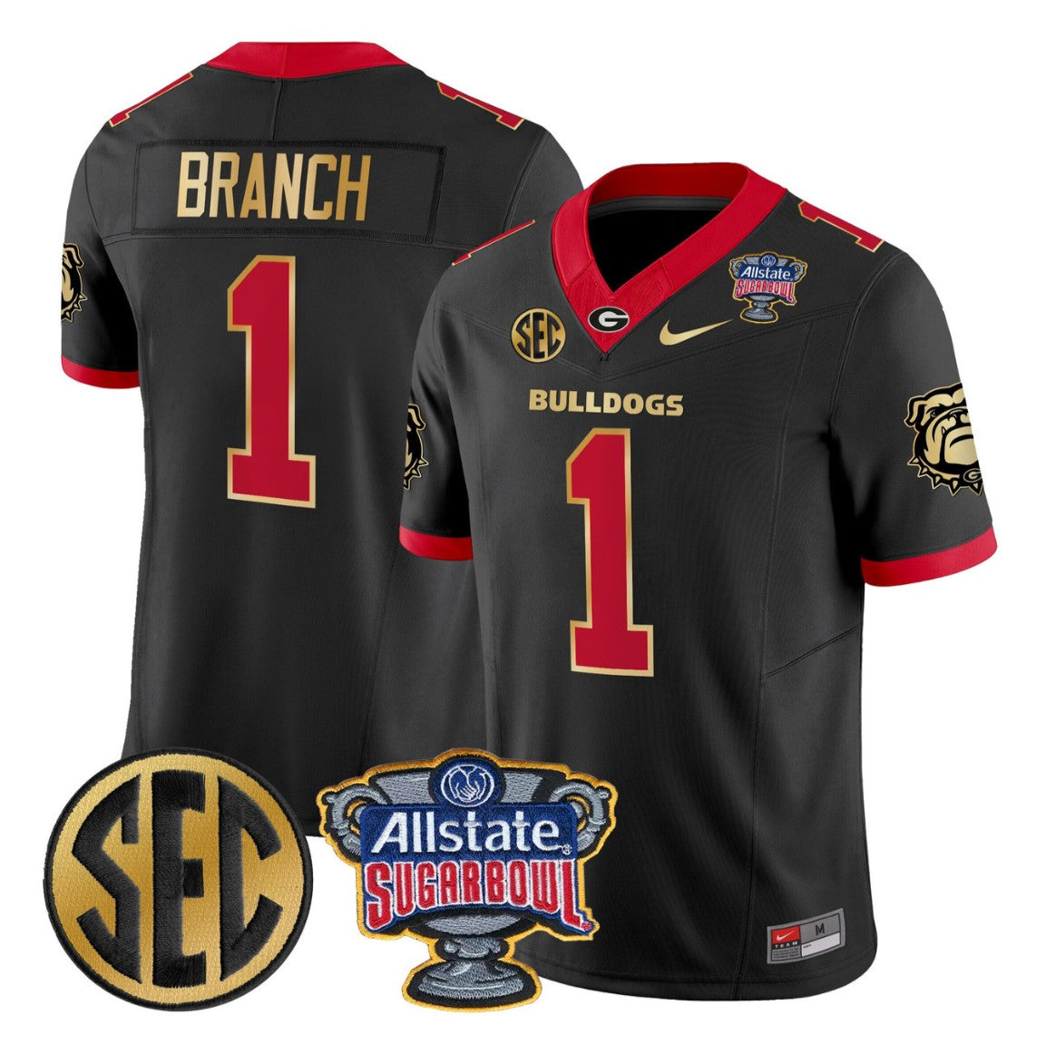 Zachariah Branch Jersey #1 Georgia Bulldogs Sugar Bowl Patch Stitched