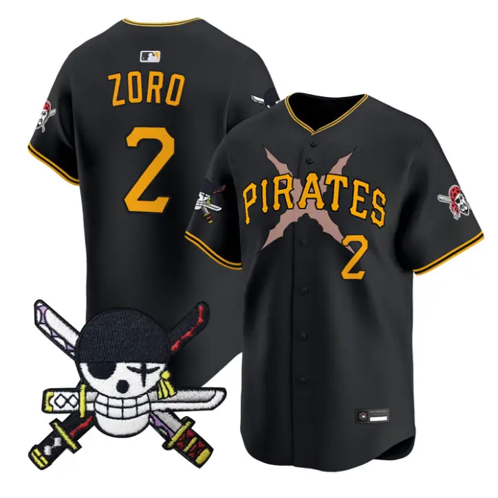 Zoro Jersey #2 Pittsburgh Pirates One Piece Zoro Patch Premier Stitched