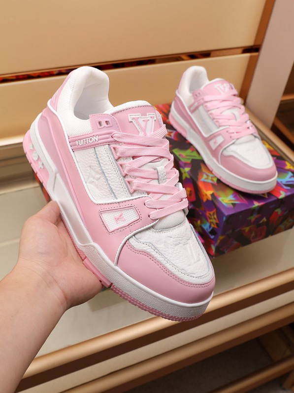 Luxury Virgil Trainer Sneakers Shoes Signature Pink Chalk Monogram