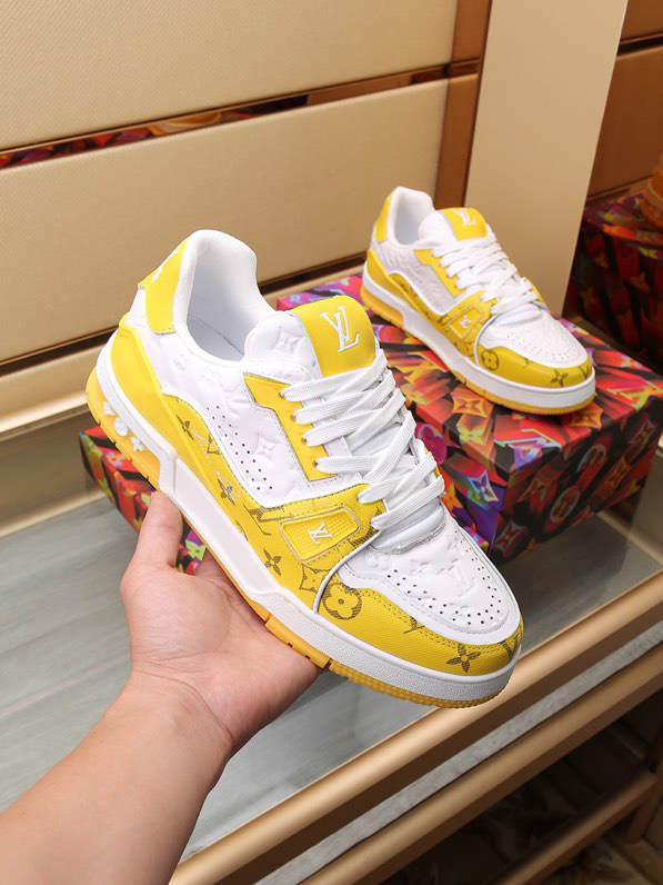 Luxury Trainer Sneakers Shoes #54 Signature Yellow and White