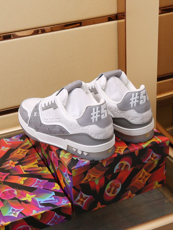 Luxury Trainer Skate Sneakers Shoes #54 Signature Gray White