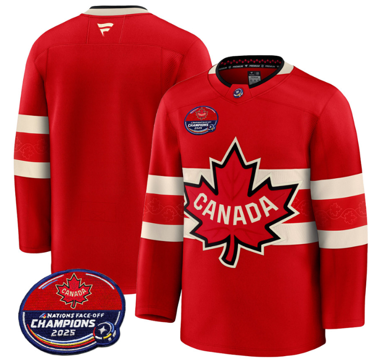 Men Team Jersey Canada 4 Nations Face-Off 2025 Champions V2 Red