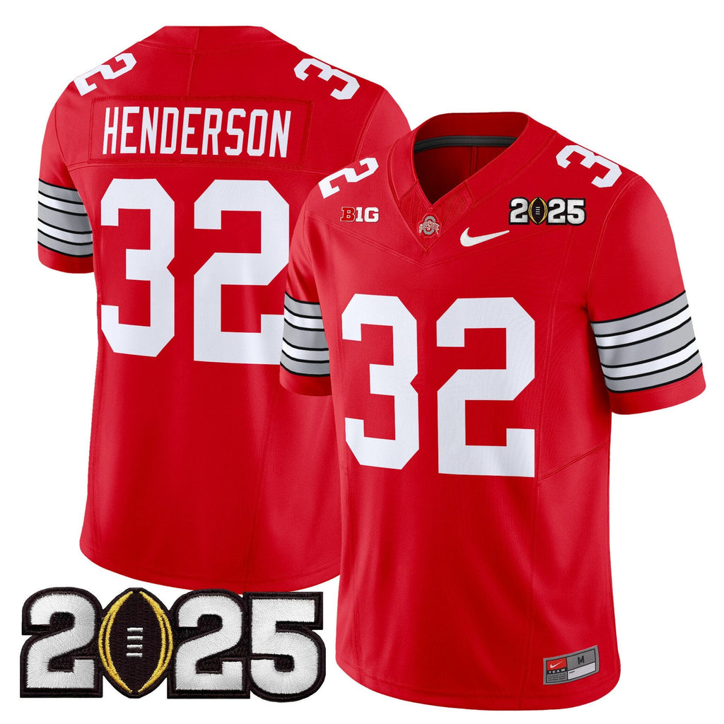 Treveyon Henderson Jersey #32 Ohio State Heritage Stripe 2025 CFP Final Red