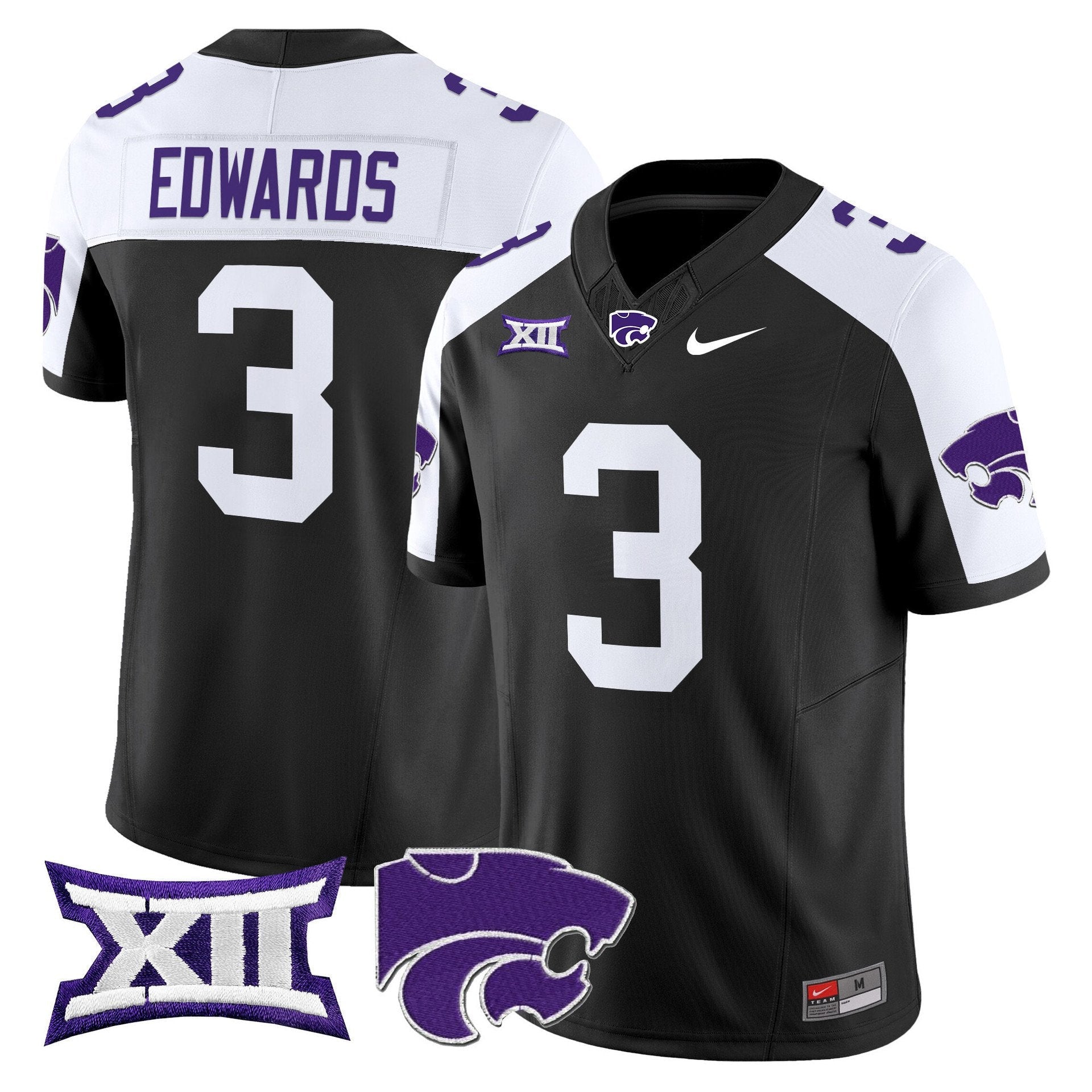 Dylan Edwards Jersey #3 Kansas State Wildcats 2025 Limited Stitched Black Alter