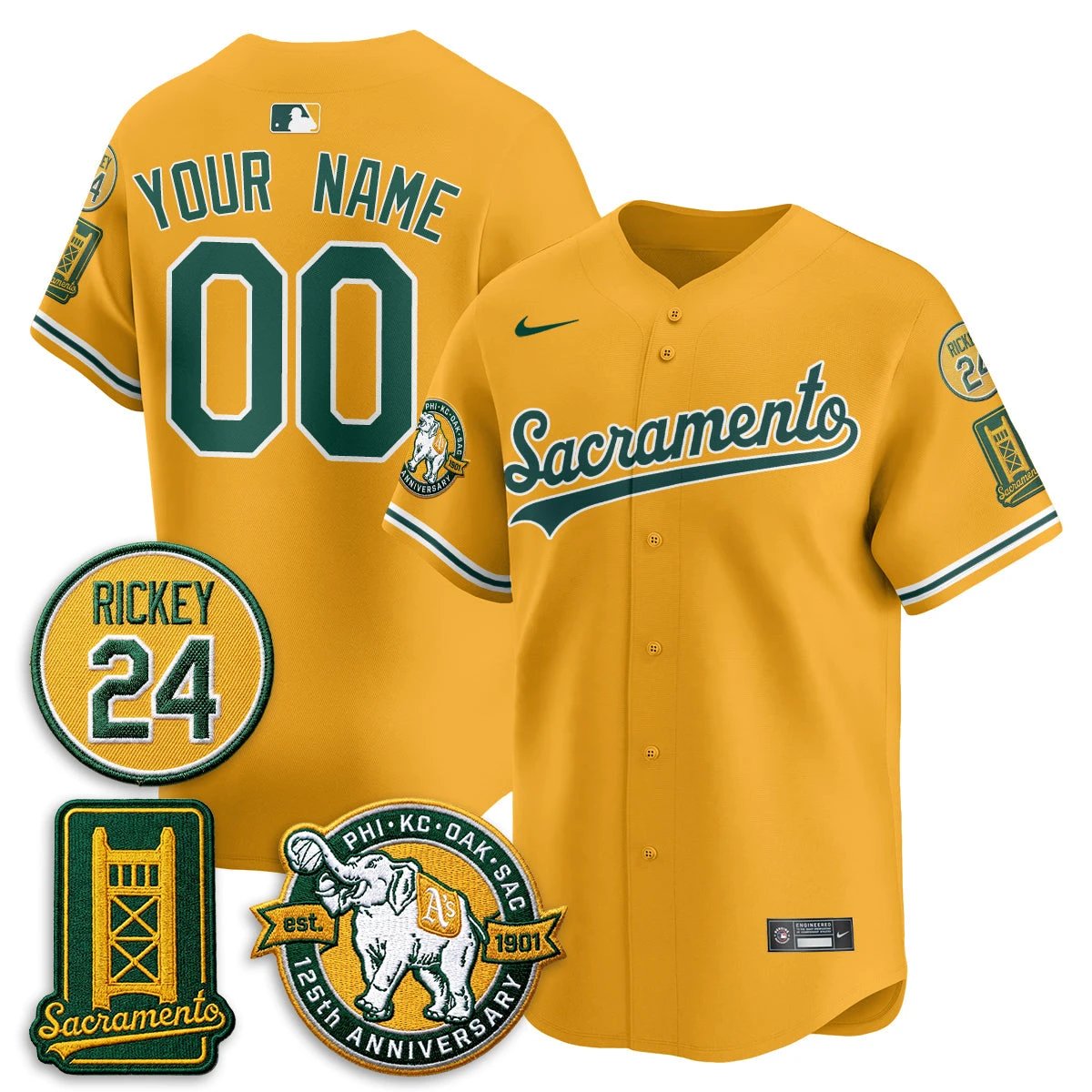 Oakland Athletics 2026 Alternate Sacramento - Celebrating 125 Years -  Limited Custom Vapor Jersey - All Stitched