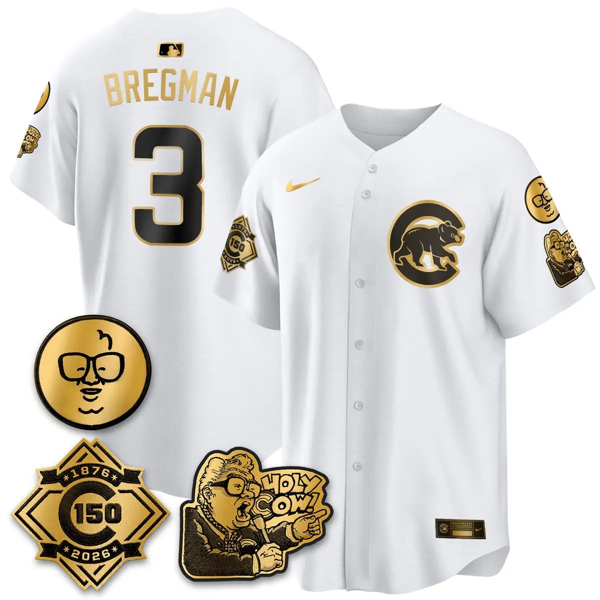 Men Chicago Cubs 150th Anniversary Harry Caray Holy Cow Vapor Premier Limited Jersey - All Stitched V3