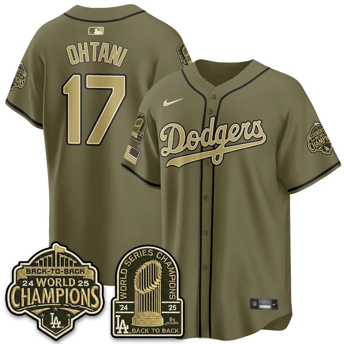 Men Los Angeles Dodgers New Era Olive 2026 Armed Forces Day Jersey -All Stitched