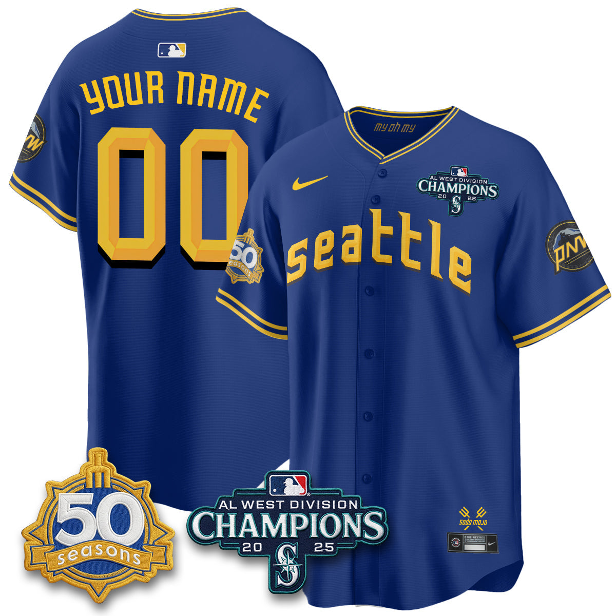Seattle Mariners 2026 Vapor Limited Custom Jersey - 50th Anniversary - All Stitched