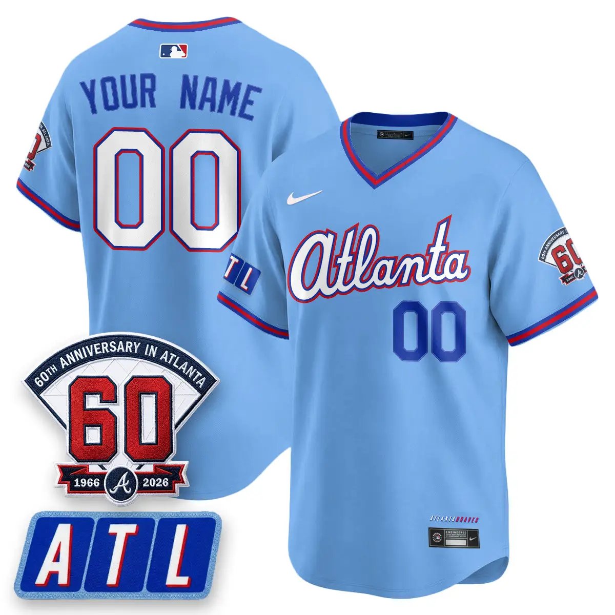 Atlanta Braves 2026 City Connect - 60th Anniversary in Atlanta Patch Vapor Limited Custom Jersey - All Stitched