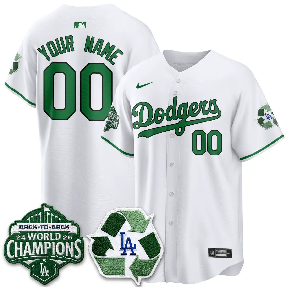 The Los Angeles Dodgers Happy Earth Day Vapor Custom Jersey -All Stitched