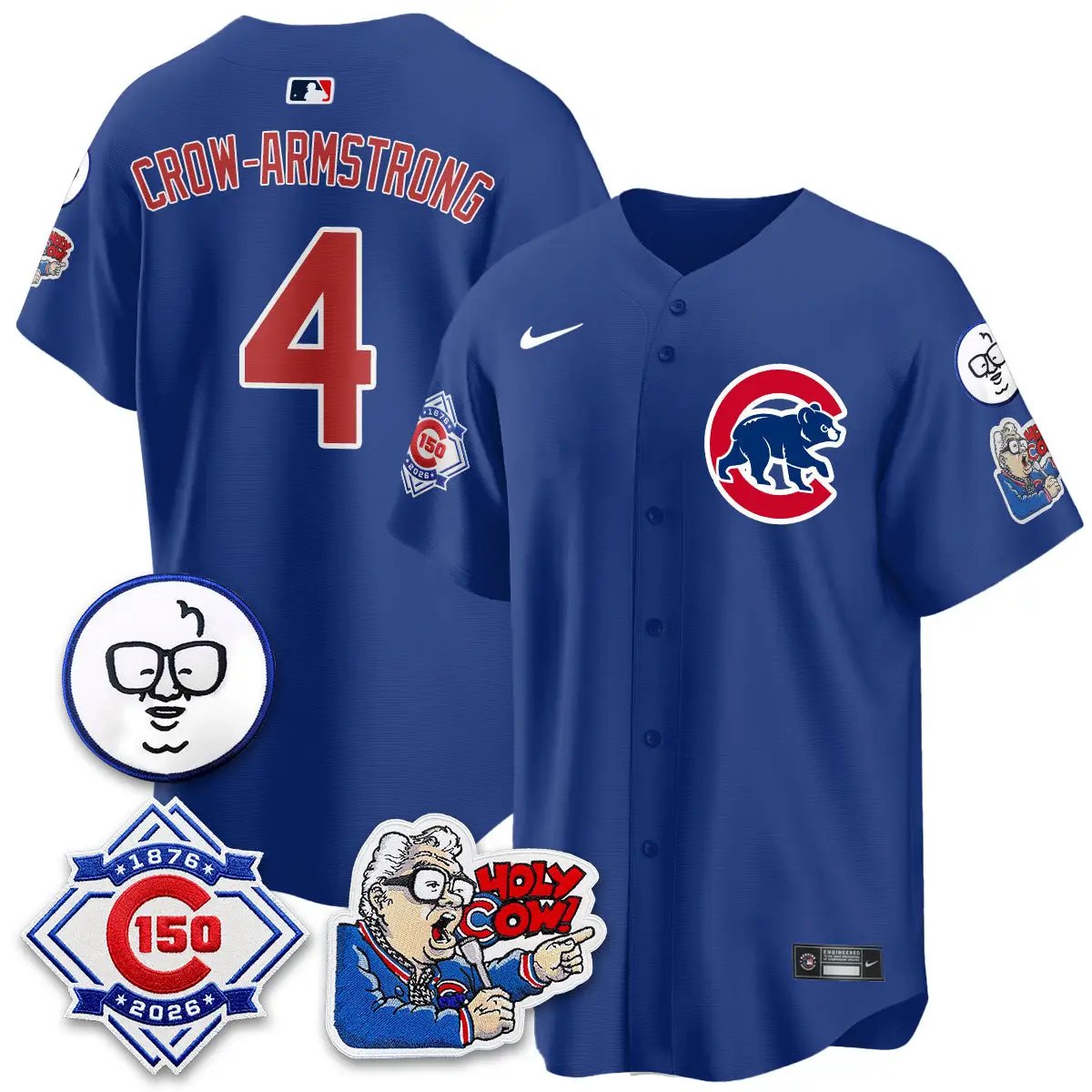 Men Chicago Cubs 150th Anniversary Harry Caray Holy Cow Vapor Premier Limited Jersey - All Stitched V2