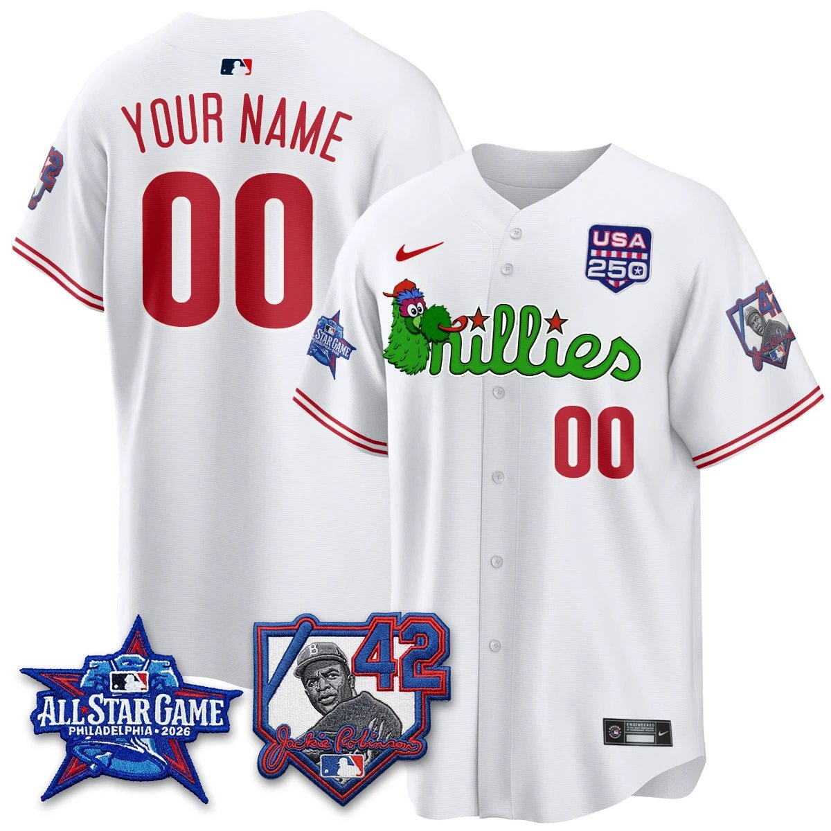Philadelphia Phillies Phanatic 2026 New Era & 250th USA Vapor Limited Custom Jersey - All Star Game - All Stitched