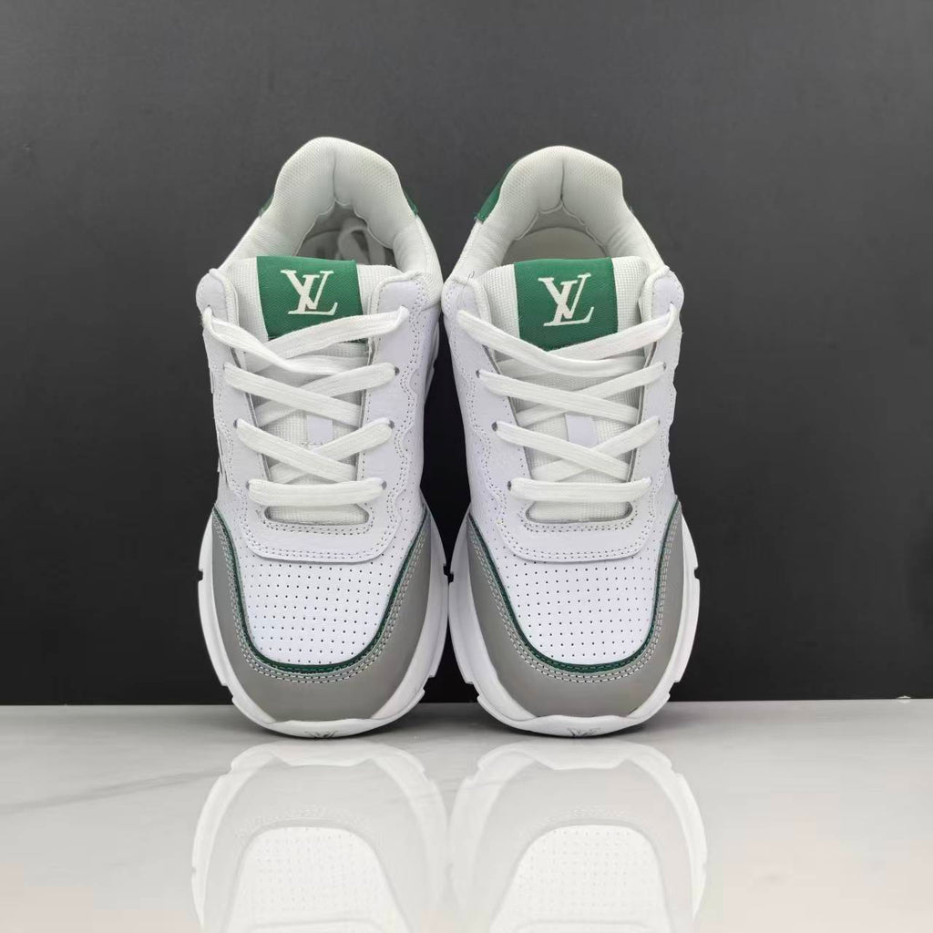 Luxury Lou Paris Classic Trainers Green White Shoes Sneakers