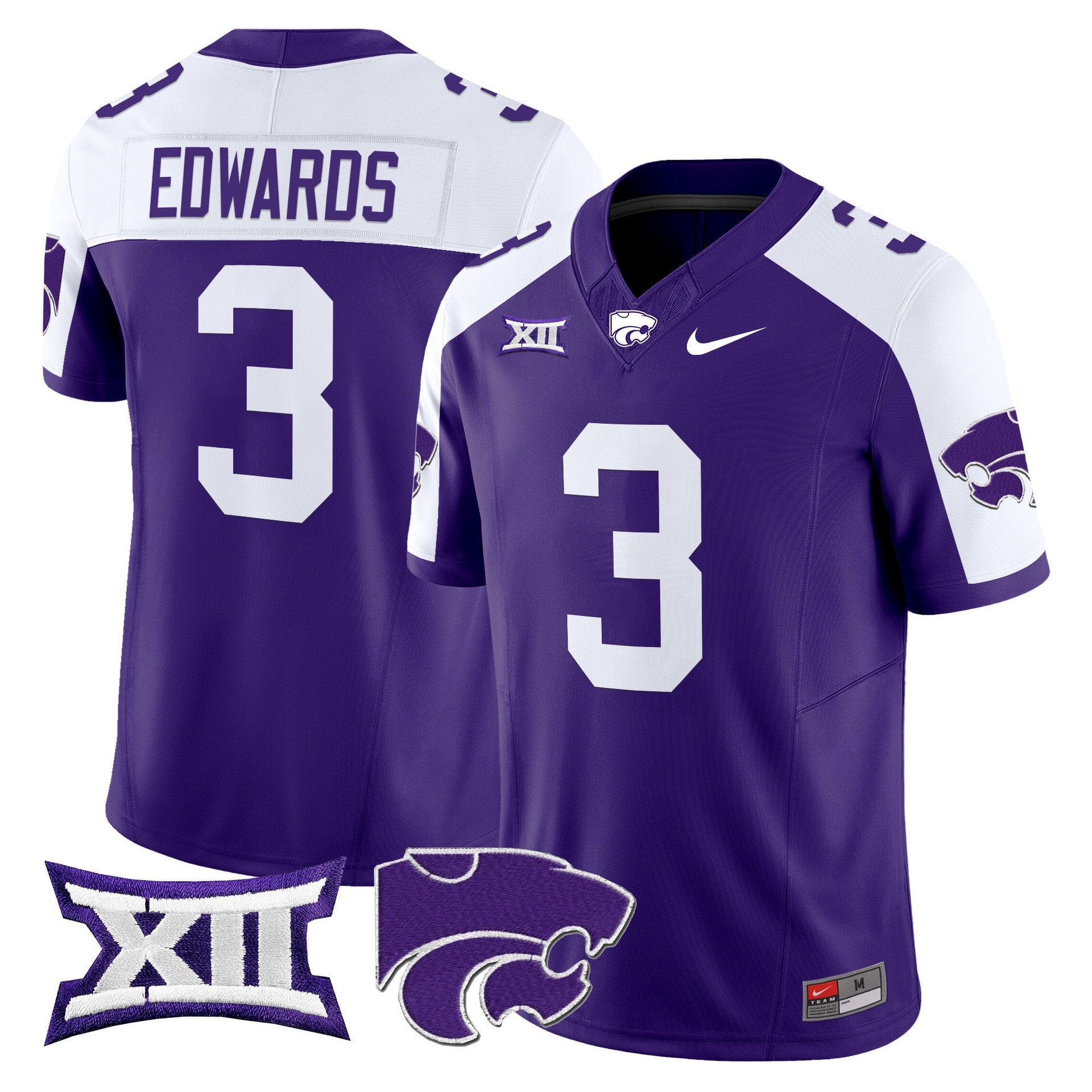 Dylan Edwards Jersey #3 Kansas State Wildcats 2025 Limited Stitched Purple Alter