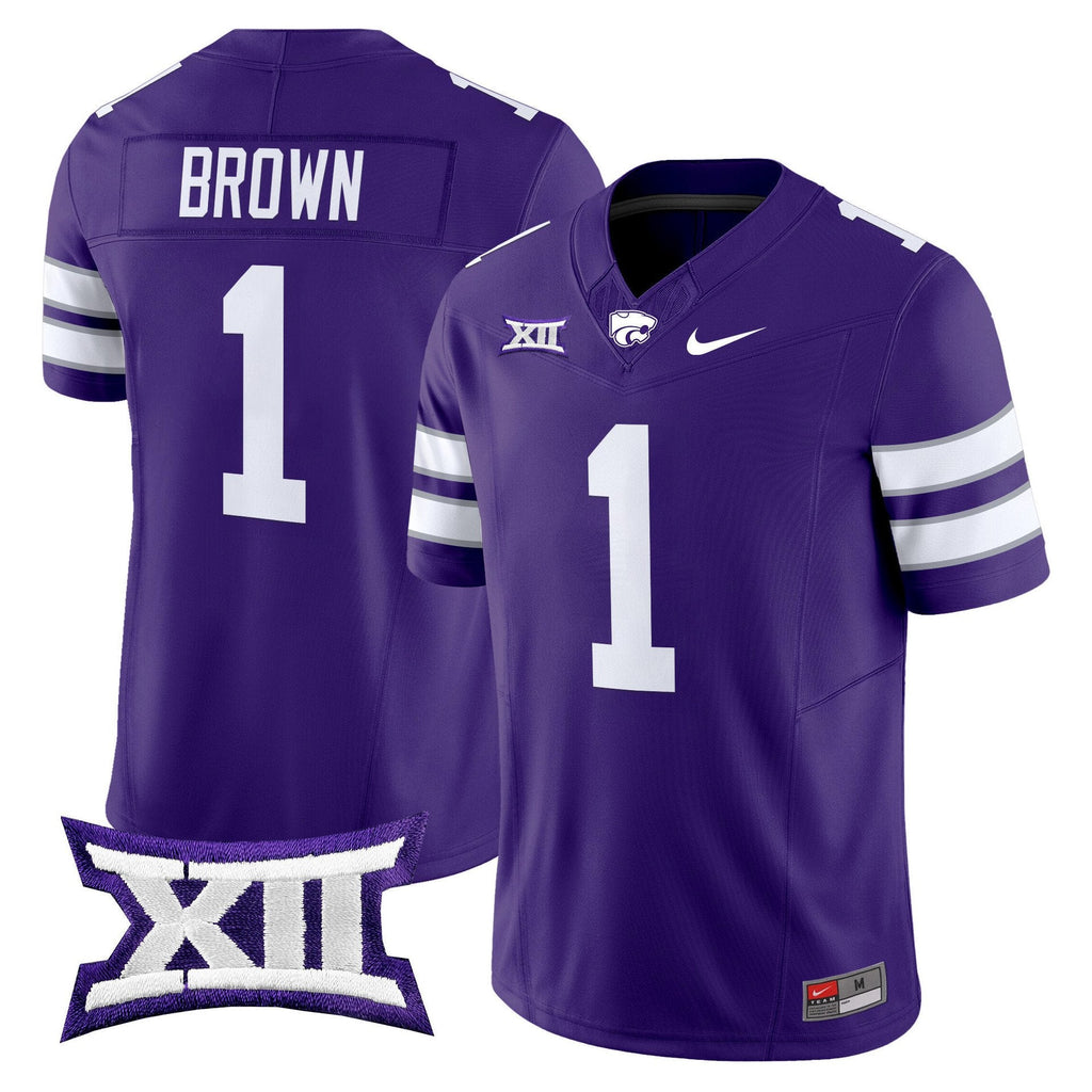 Jayce Brown Jersey #1 Kansas State Wildcats 2025 Limited Stitched Purple