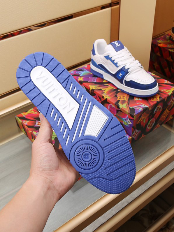 Luxury Trainer Sneakers Shoes #54 Signature Blue and White