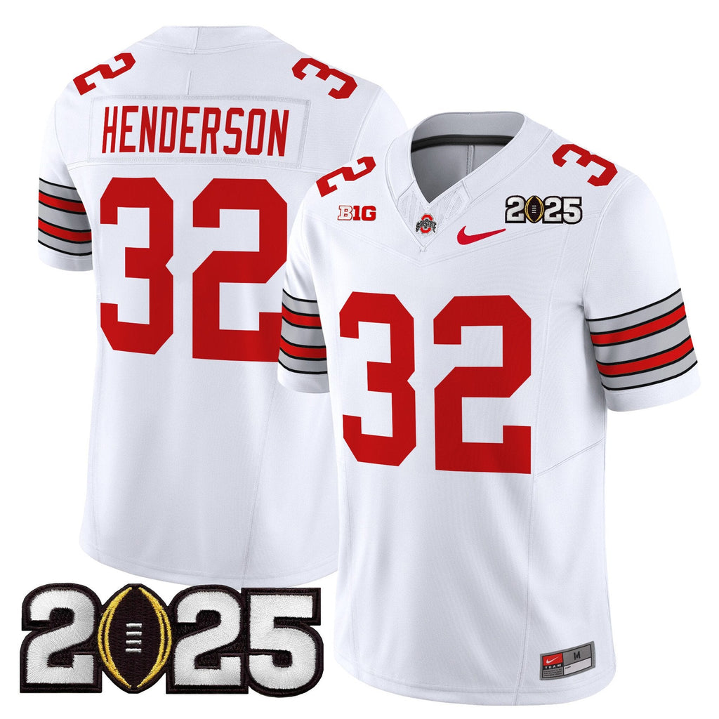 Treveyon Henderson Jersey #32 Ohio State Heritage Stripe 2025 CFP Final White
