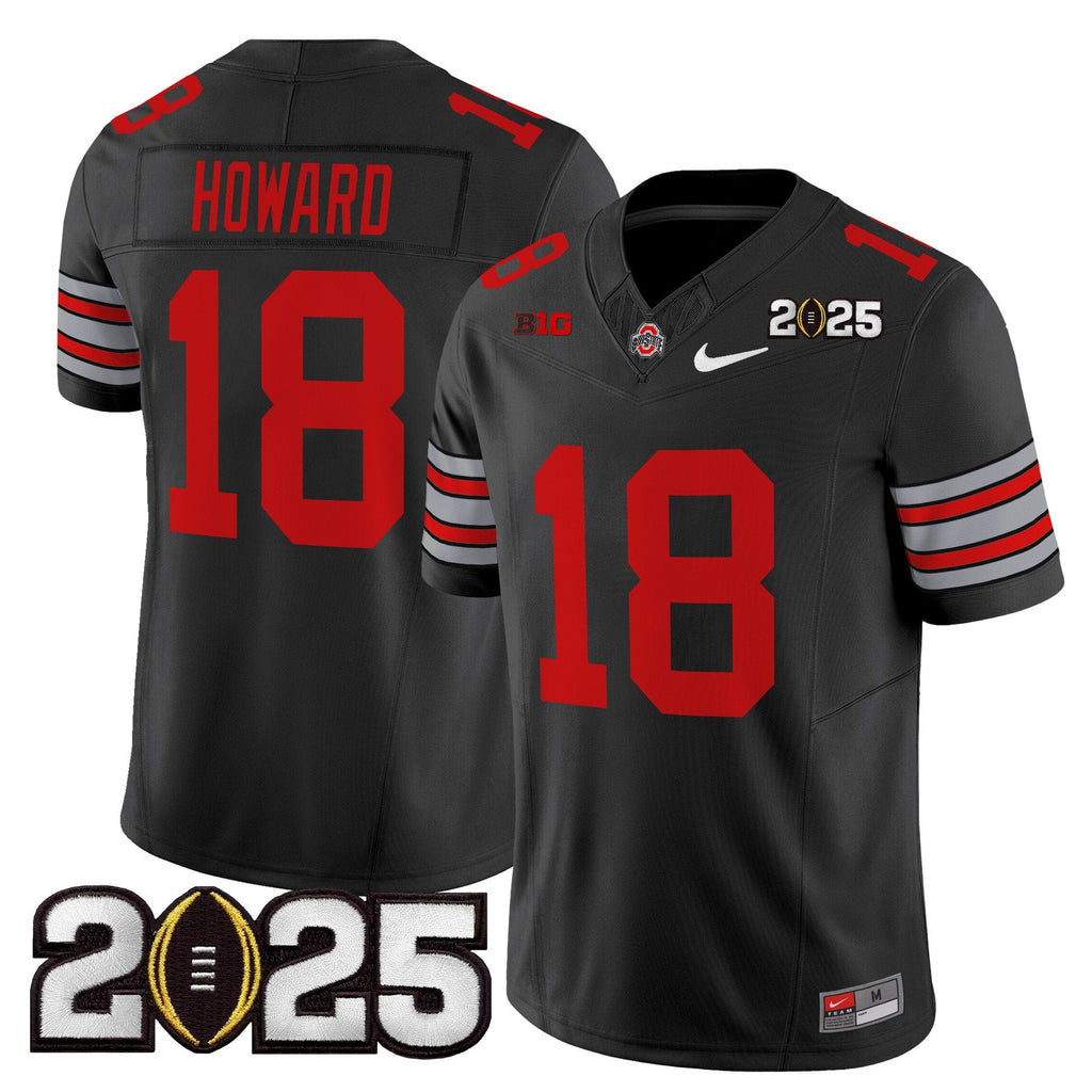 Will Howard Jersey #18 Ohio State Heritage Stripe 2025 CFP Final Stitched Black