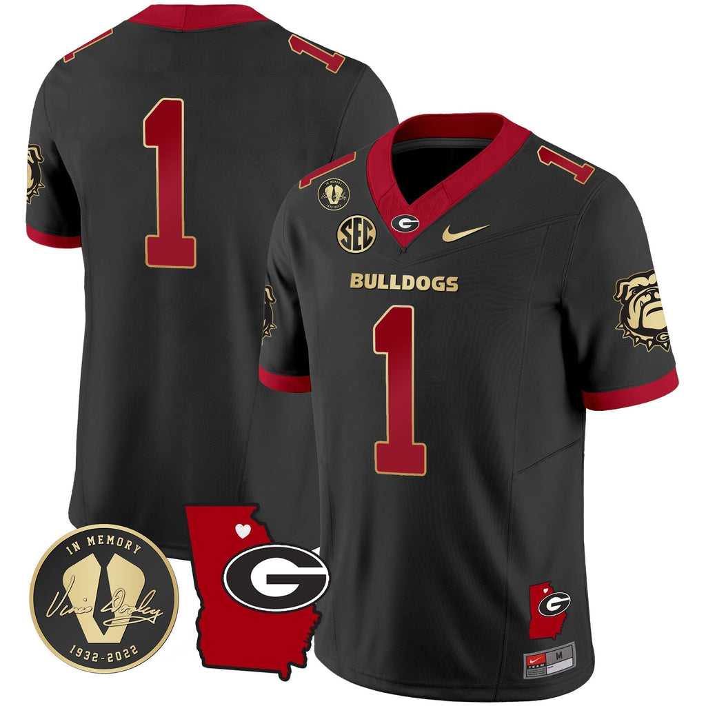 Men Georgia Bulldogs 2024 Vapor Jersey V4 - Georgia Map - All Stitched