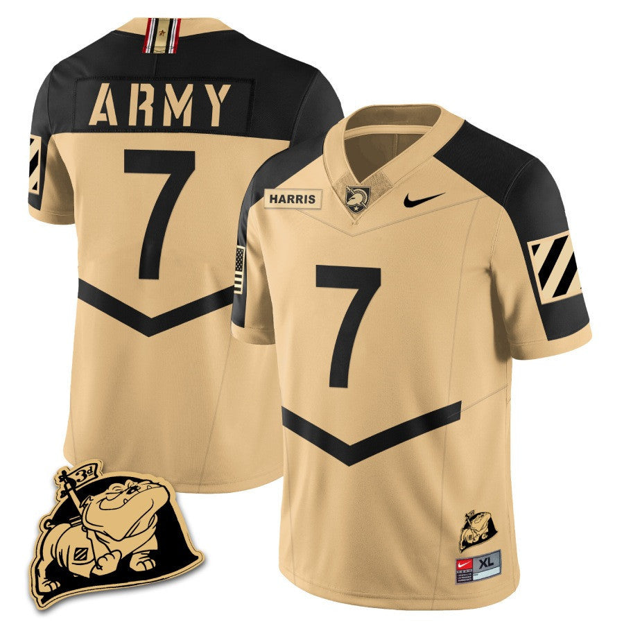 Men Army Black Knights Rocky The Bulldog Patch Jersey - All Stitched