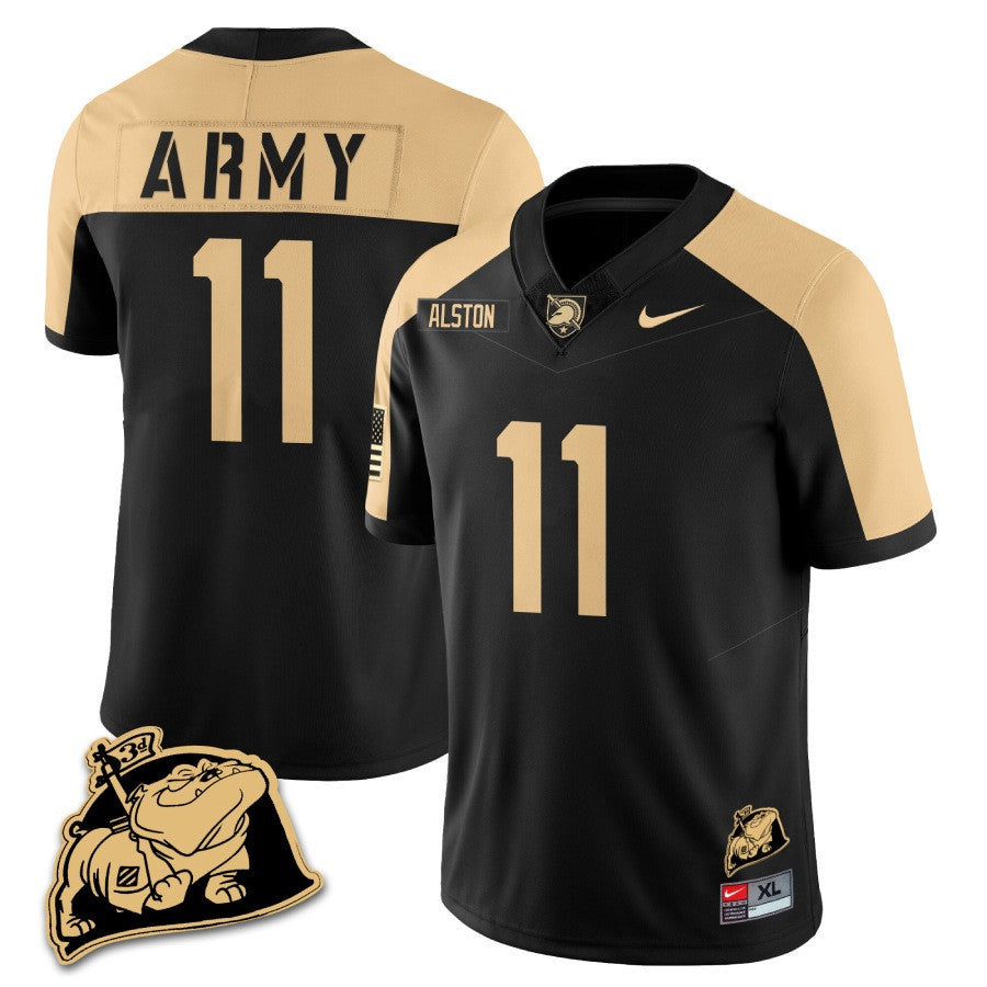 Men Army Black Knights Rocky The Bulldog Patch Jersey - All Stitched