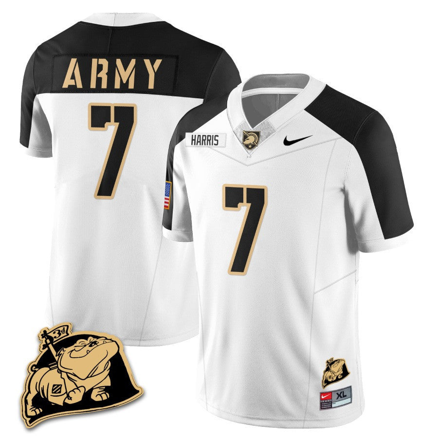 Men Army Black Knights Rocky The Bulldog Patch Jersey - All Stitched