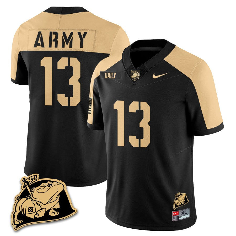 Men Army Black Knights Rocky The Bulldog Patch Jersey - All Stitched