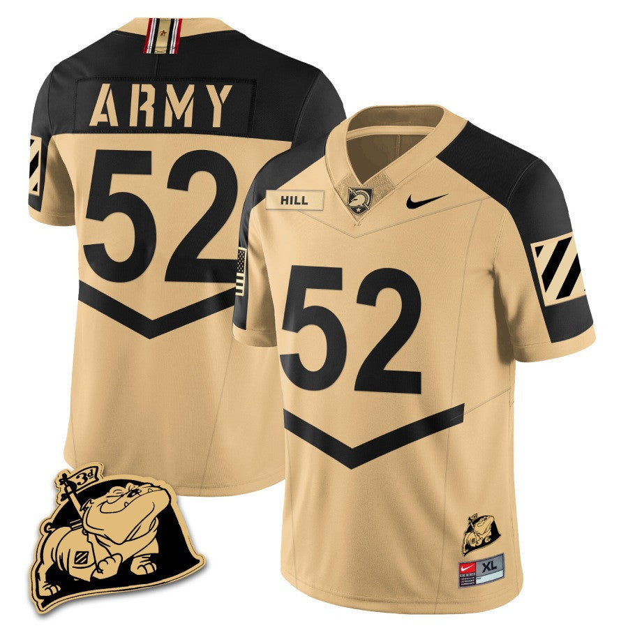 Men Army Black Knights Rocky The Bulldog Patch Jersey - All Stitched