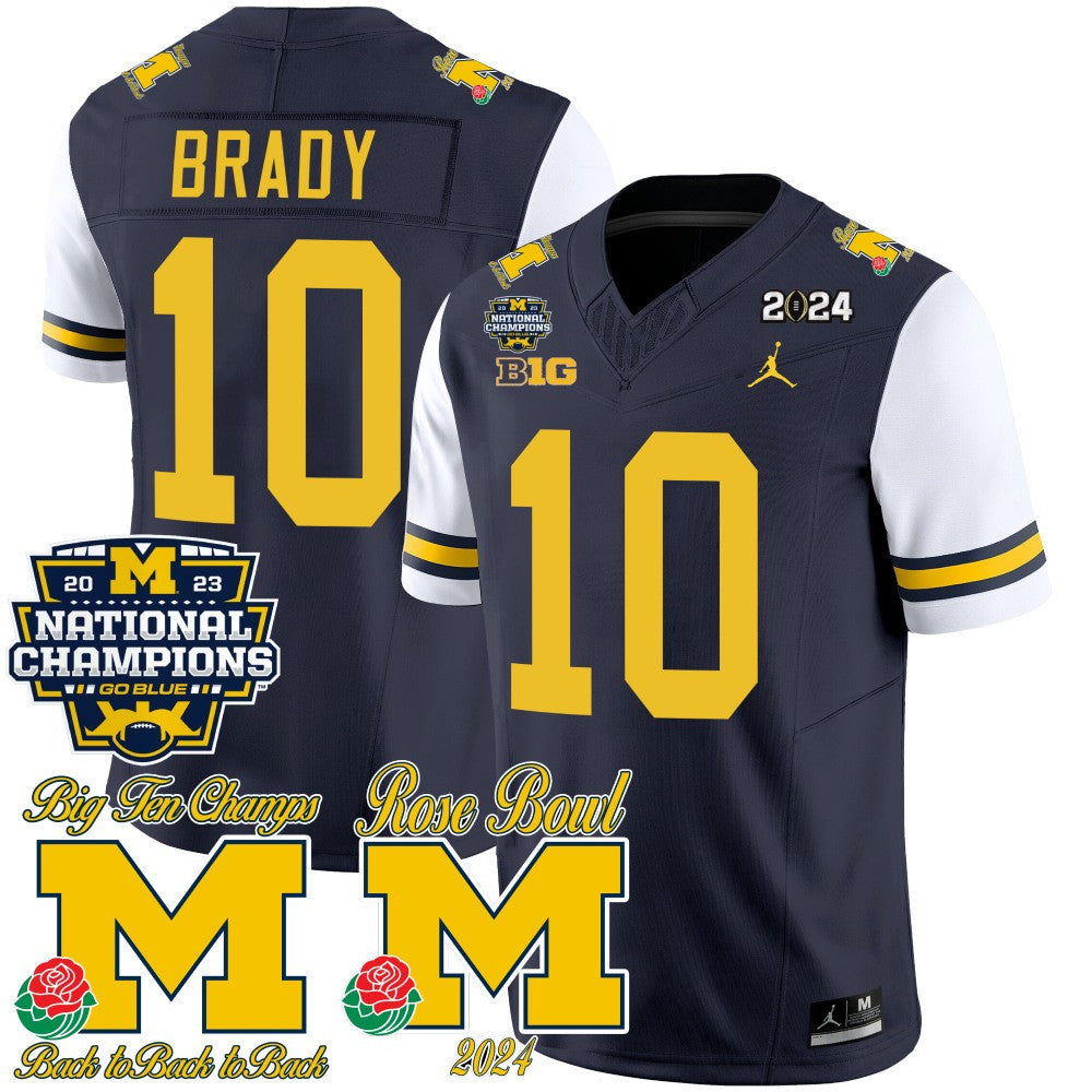 Men Michigan Wolverines 2023 National Champions & Rose Bowl Patch Vapor Jersey - All Stitched