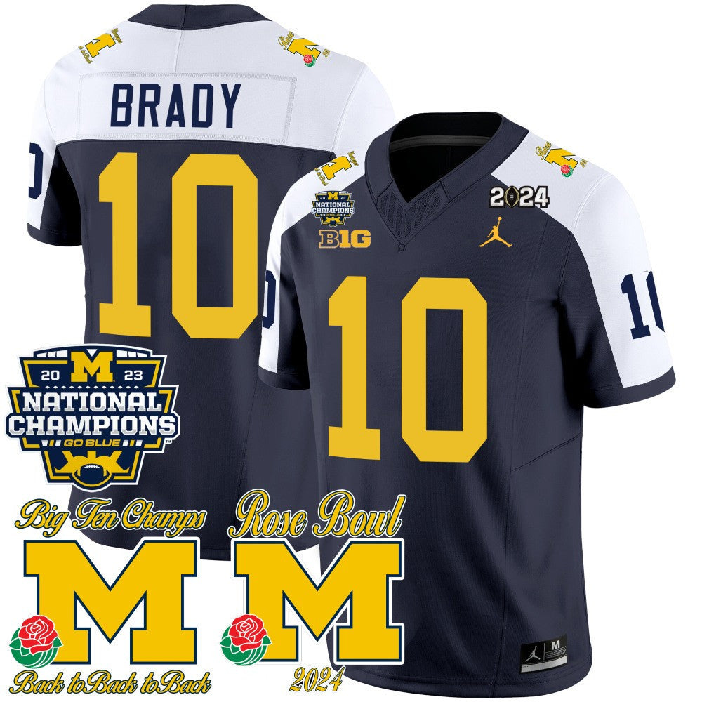 Men Michigan Wolverines 2023 National Champions & Rose Bowl Patch Vapor Jersey - All Stitched