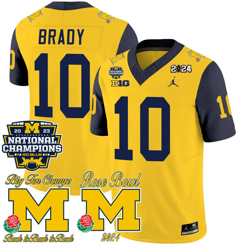Men Michigan Wolverines 2023 National Champions & Rose Bowl Patch Vapor Jersey - All Stitched