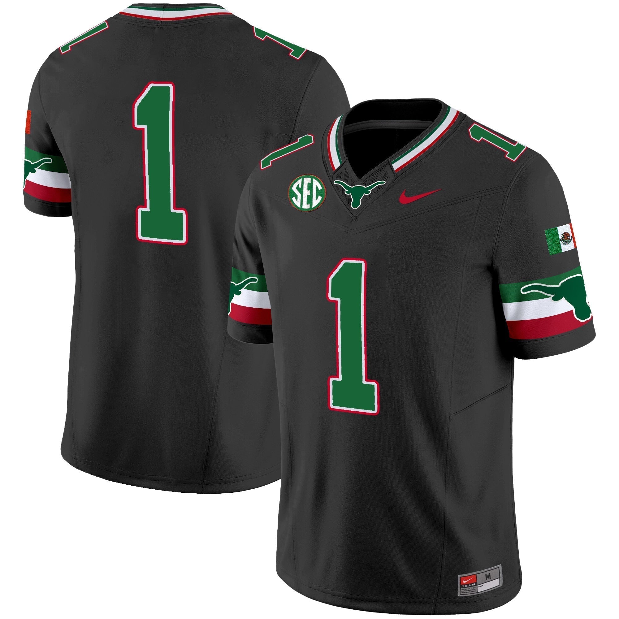 Men Texas Longhorns Mexico SEC Patch Vapor Jersey - All Stitched