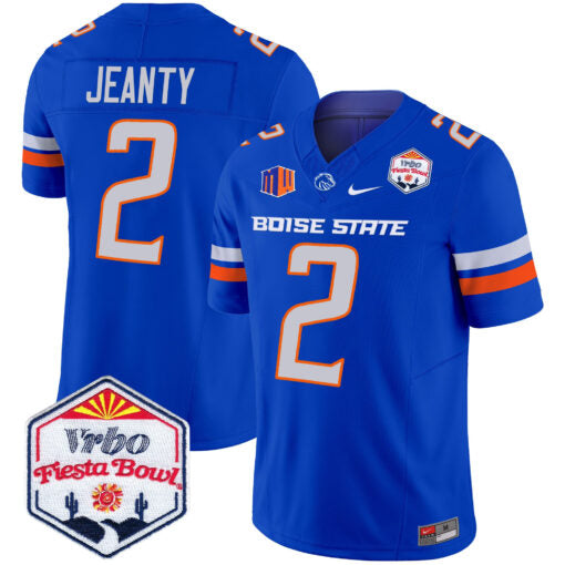 Ashton Jeanty Jersey #2 Boise State Broncos 2025 Fiesta Bowl Patch Vapor Royal