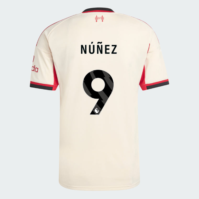 Liverpool 2025-26 NÚÑEZ 9 Away Jersey – Cream