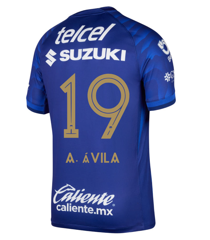 Pumas UNAM 2025-26 A. ÁVILA 19 Away Jersey – Azul Marino