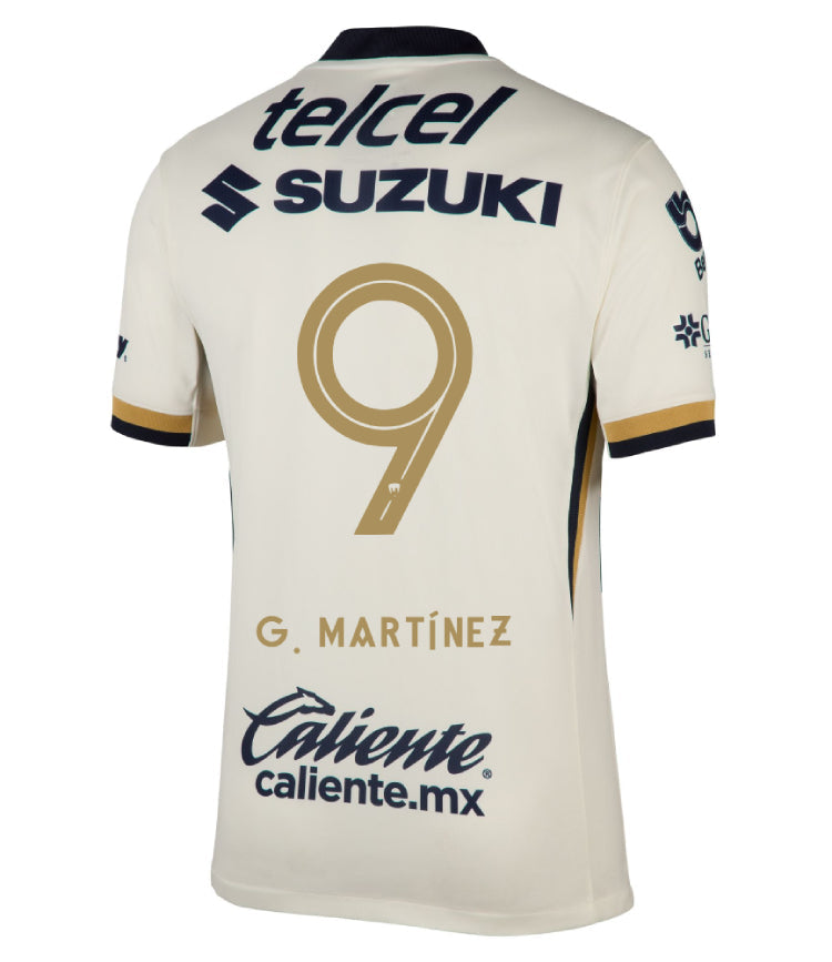 Pumas UNAM 2025-26 G. MARTÍNEZ 9 Home Jersey – Blanco