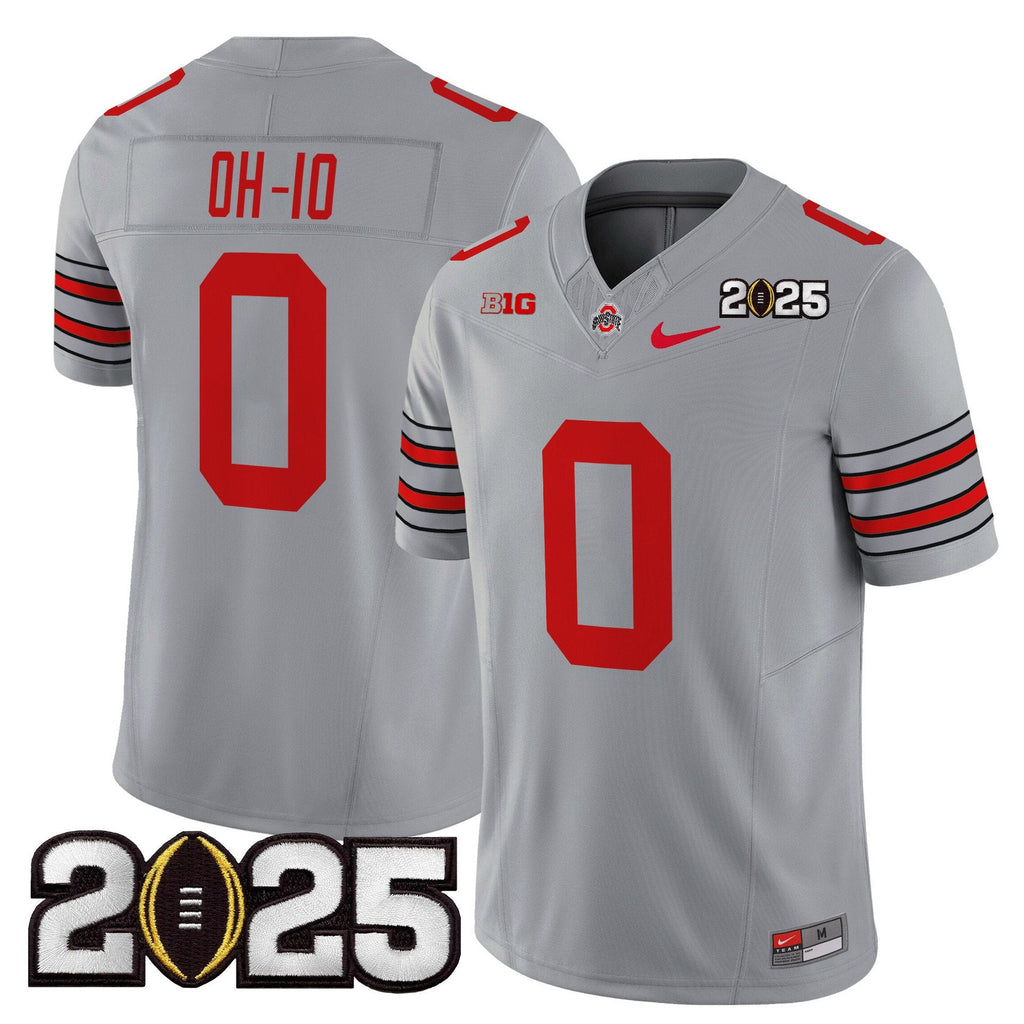 OH-IO Jersey #0 Ohio State Heritage Stripe 2025 CFP Final Stitched Gray