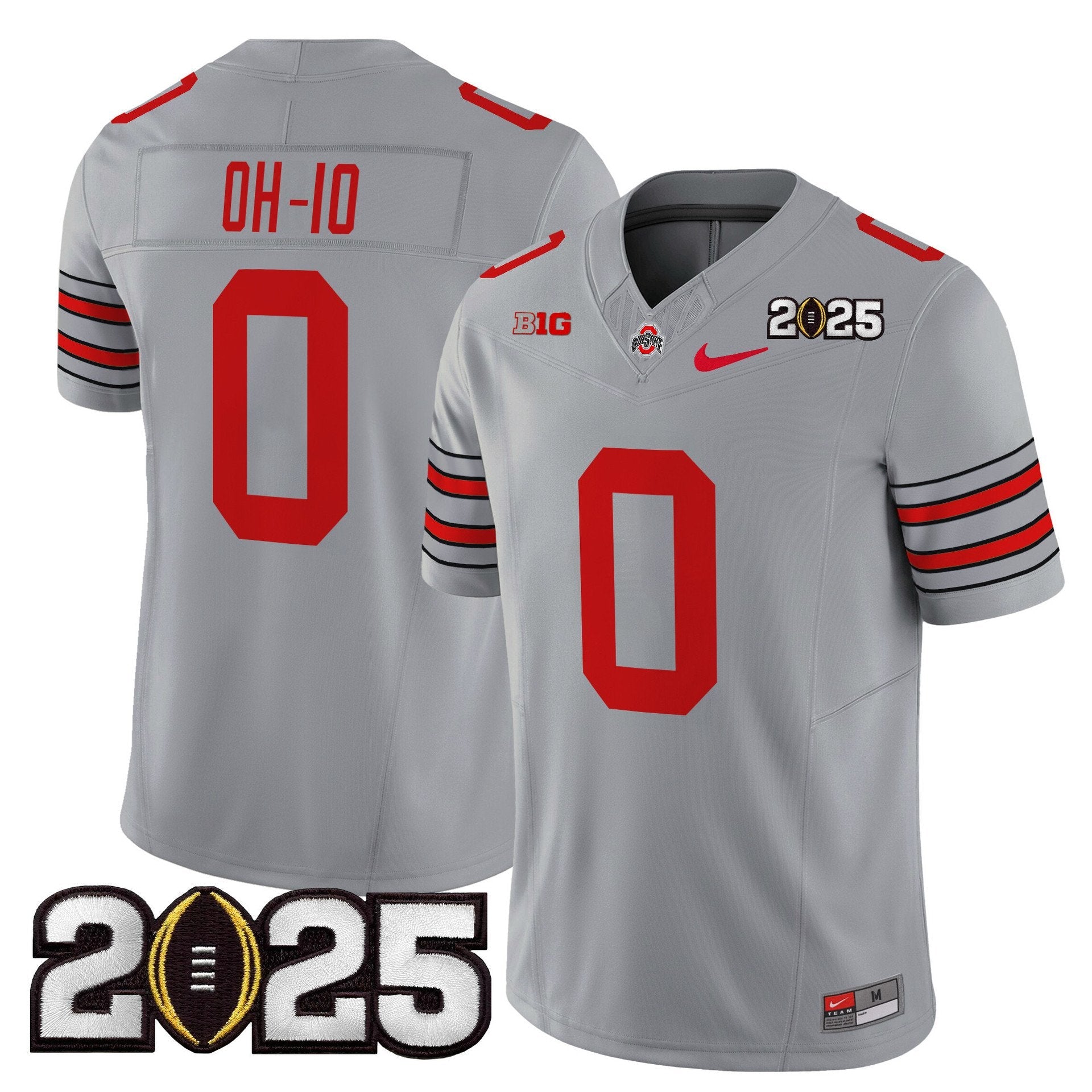 OH-IO Jersey #0 Ohio State Heritage Stripe 2025 CFP Final Stitched Gray