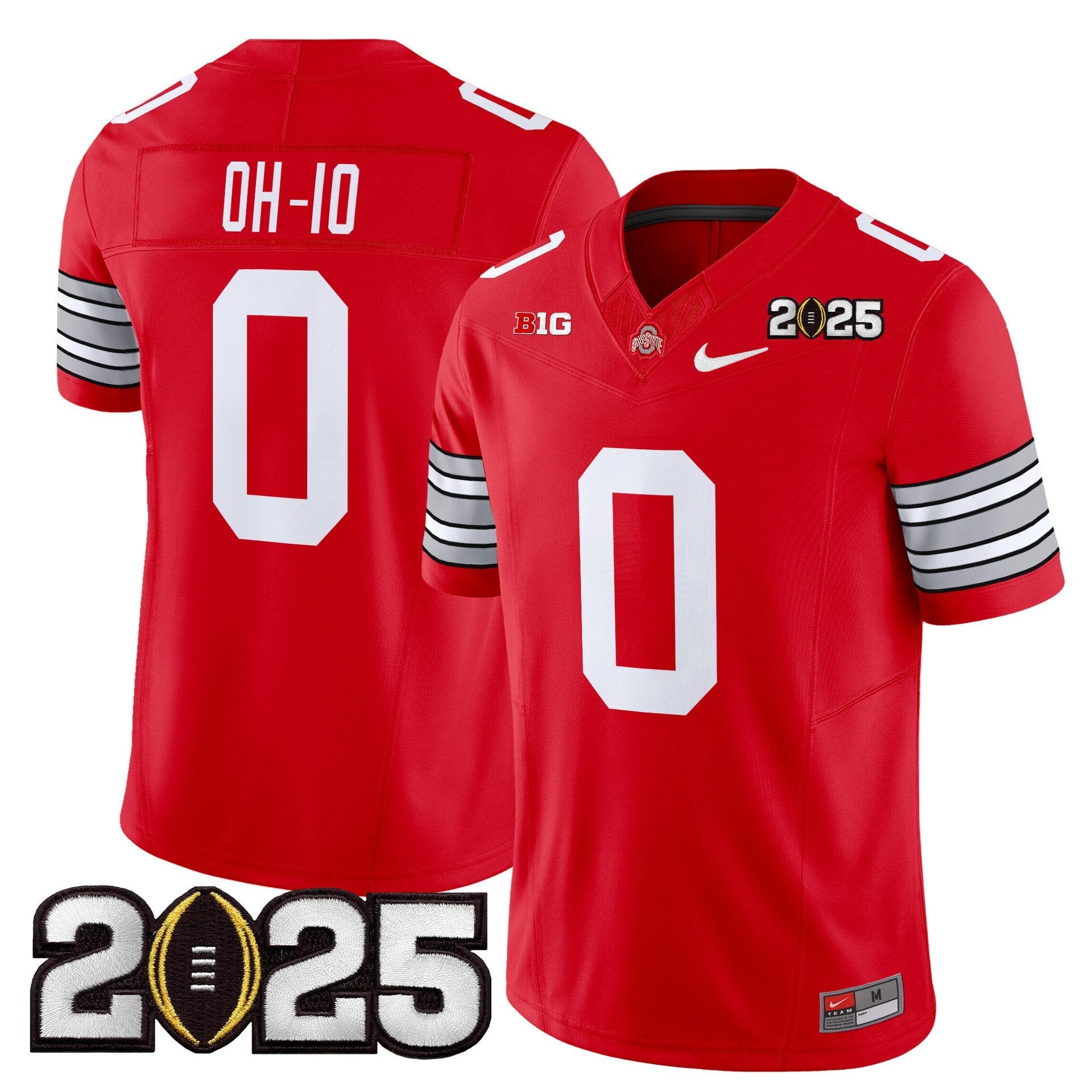 OH-IO Jersey #0 Ohio State Heritage Stripe 2025 CFP Final Stitched Red